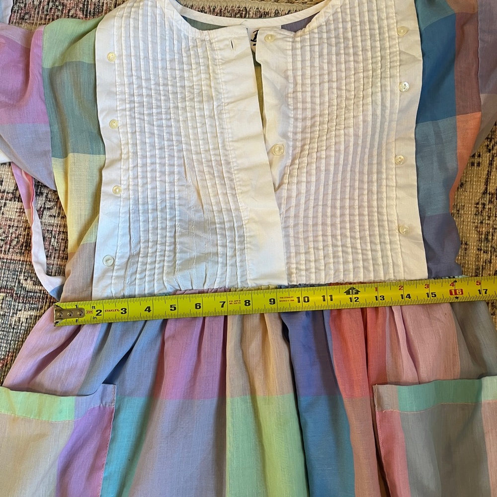 Pastel Multi-Color Cotton Midi Dress with Tie Waist - Picture 4 of 4